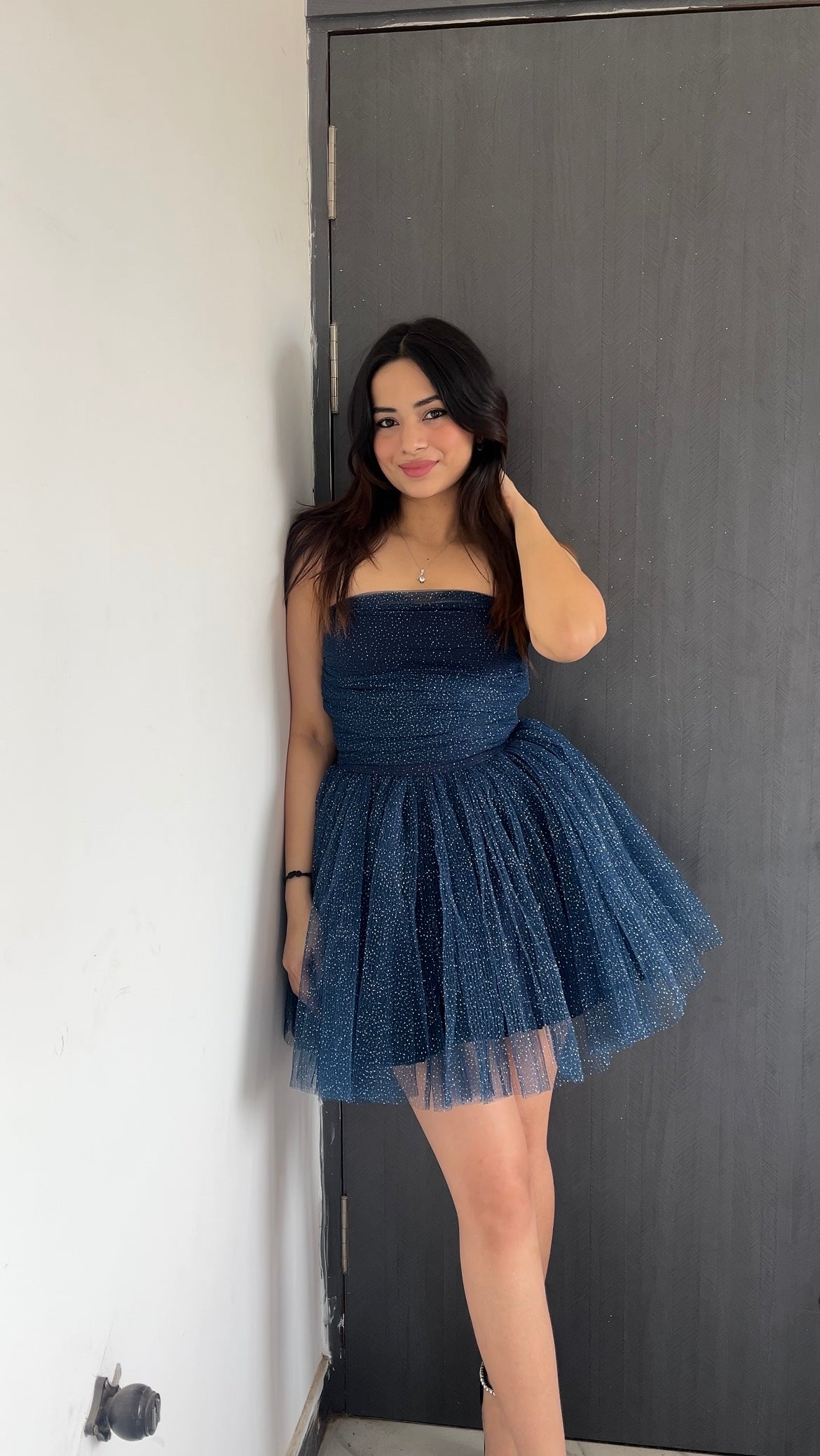 Shimmer bow Blue dress