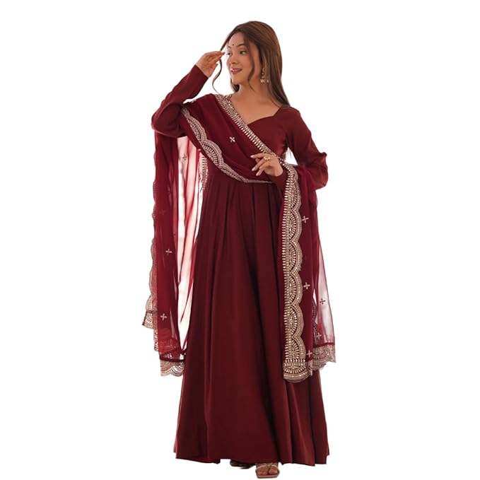 JATRI Anarkali Kurta & Pants with Dupatta