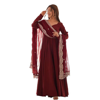 JATRI Anarkali Kurta & Pants with Dupatta