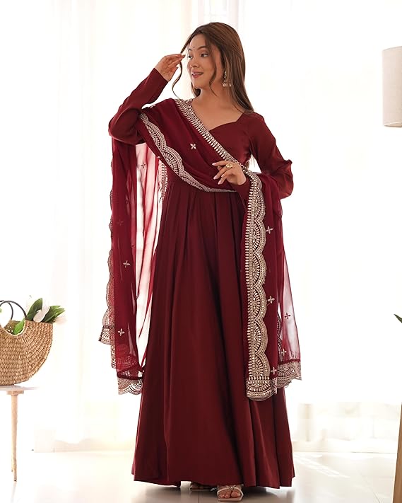JATRI Anarkali Kurta & Pants with Dupatta