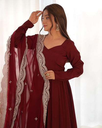 JATRI Anarkali Kurta & Pants with Dupatta