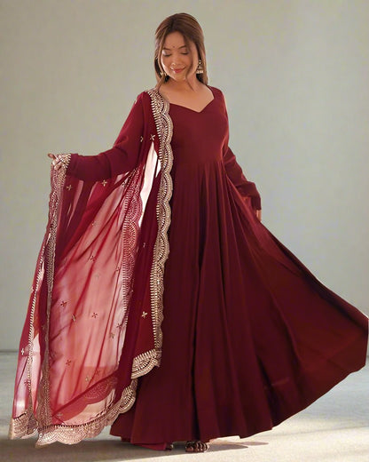 JATRI Anarkali Kurta & Pants with Dupatta