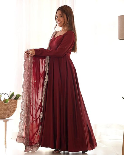 JATRI Anarkali Kurta & Pants with Dupatta