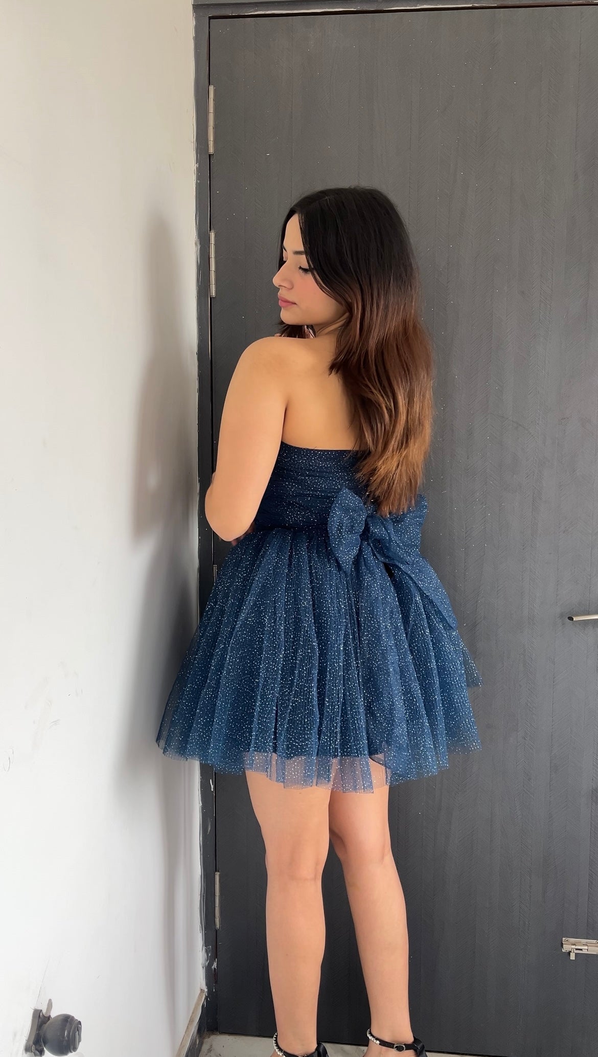 Shimmer bow Blue dress
