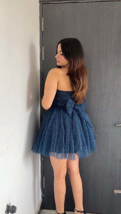 Shimmer bow Blue dress